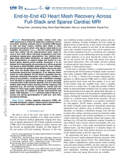 End-to-End 4D Heart Mesh Recovery Across Full-Stack and Sparse Cardiac MRI