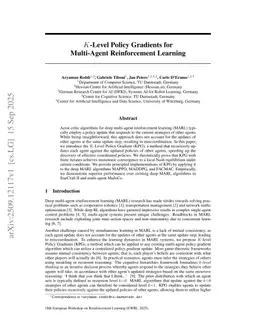 $K$-Level Policy Gradients for Multi-Agent Reinforcement Learning