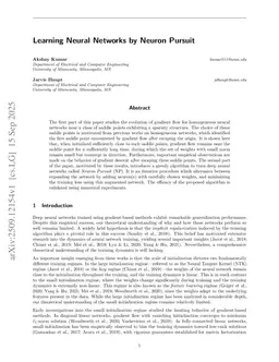 Learning Neural Networks by Neuron Pursuit