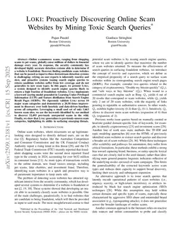 LOKI: Proactively Discovering Online Scam Websites by Mining Toxic Search Queries