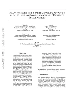MEUV: Achieving Fine-Grained Capability Activation in Large Language Models via Mutually Exclusive Unlock Vectors