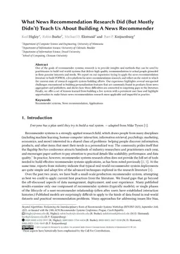 What News Recommendation Research Did (But Mostly Didn't) Teach Us About Building A News Recommender