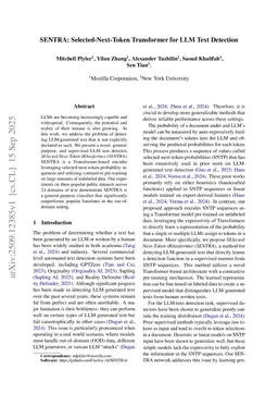 SENTRA: Selected-Next-Token Transformer for LLM Text Detection