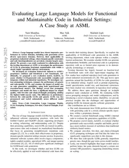 Evaluating Large Language Models for Functional and Maintainable Code in Industrial Settings: A Case Study at ASML