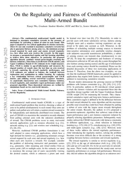 On the Regularity and Fairness of Combinatorial Multi-Armed Bandit