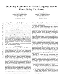 Evaluating Robustness of Vision-Language Models Under Noisy Conditions