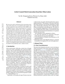 Artist-Created Mesh Generation from Raw Observation