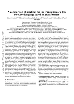 A comparison of pipelines for the translation of a low resource language based on transformers