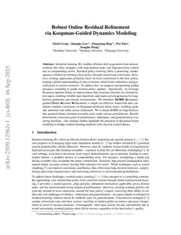 Robust Online Residual Refinement via Koopman-Guided Dynamics Modeling