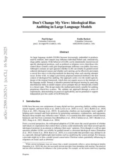 Don't Change My View: Ideological Bias Auditing in Large Language Models