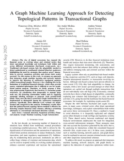 A Graph Machine Learning Approach for Detecting Topological Patterns in Transactional Graphs
