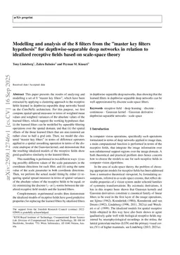 Modelling and analysis of the 8 filters from the "master key filters hypothesis" for depthwise-separable deep networks in relation to idealized receptive fields based on scale-space theory