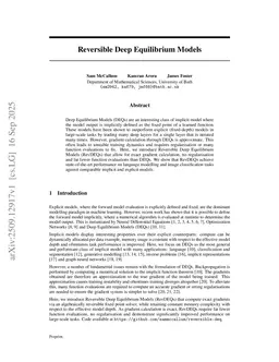 Reversible Deep Equilibrium Models