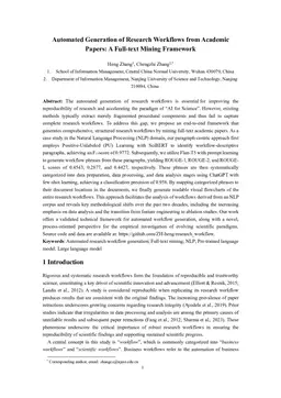 Automated Generation of Research Workflows from Academic Papers: A Full-text Mining Framework
