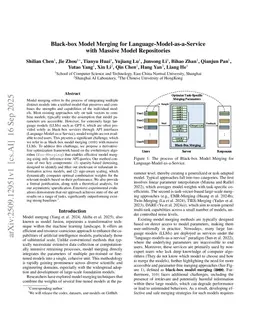 Black-box Model Merging for Language-Model-as-a-Service with Massive Model Repositories