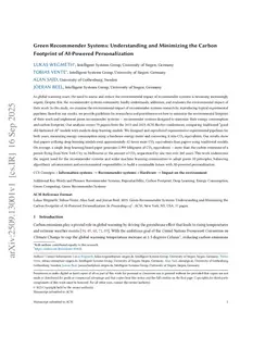 Green Recommender Systems: Understanding and Minimizing the Carbon Footprint of AI-Powered Personalization