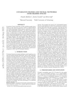 CoVariance Filters and Neural Networks over Hilbert Spaces