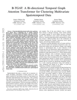 B-TGAT: A Bi-directional Temporal Graph Attention Transformer for Clustering Multivariate Spatiotemporal Data