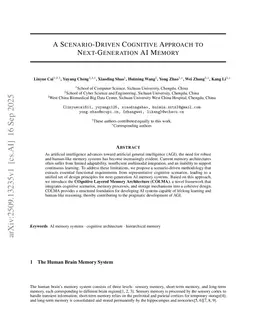 A Scenario-Driven Cognitive Approach to Next-Generation AI Memory