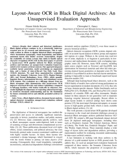 Layout-Aware OCR for Black Digital Archives with Unsupervised Evaluation