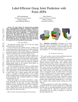 Label-Efficient Grasp Joint Prediction with Point-JEPA