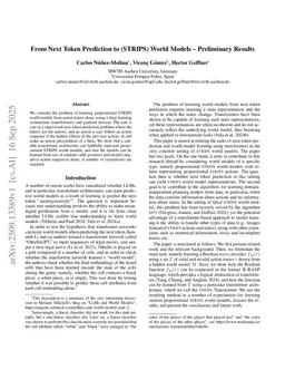 From Next Token Prediction to (STRIPS) World Models -- Preliminary Results