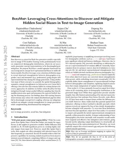 BiasMap: Leveraging Cross-Attentions to Discover and Mitigate Hidden Social Biases in Text-to-Image Generation