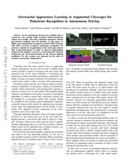 Adversarial Appearance Learning in Augmented Cityscapes for Pedestrian Recognition in Autonomous Driving