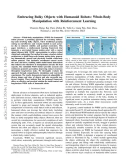 Embracing Bulky Objects with Humanoid Robots: Whole-Body Manipulation with Reinforcement Learning