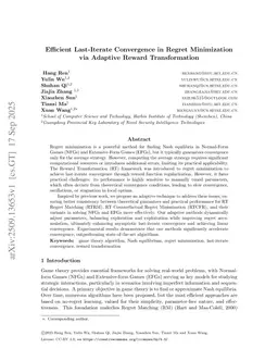 Efficient Last-Iterate Convergence in Regret Minimization via Adaptive Reward Transformation