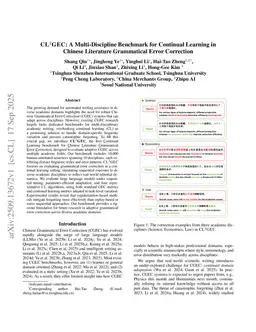 CL$^2$GEC: A Multi-Discipline Benchmark for Continual Learning in Chinese Literature Grammatical Error Correction