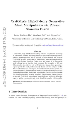 CraftMesh: High-Fidelity Generative Mesh Manipulation via Poisson Seamless Fusion