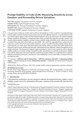 Prompt Stability in Code LLMs: Measuring Sensitivity across Emotion- and Personality-Driven Variations
