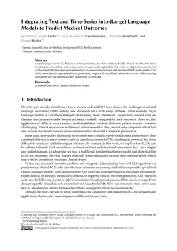 Integrating Text and Time-Series into (Large) Language Models to Predict Medical Outcomes