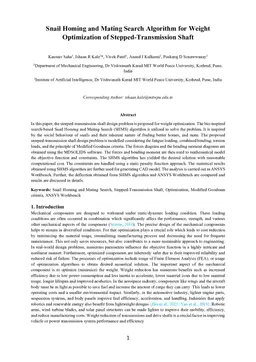 Snail Homing and Mating Search Algorithm for Weight Optimization of Stepped-Transmission Shaft