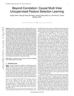 Beyond Correlation: Causal Multi-View Unsupervised Feature Selection Learning