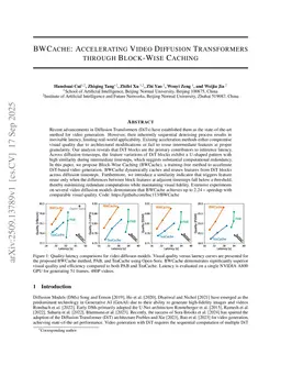 BWCache: Accelerating Video Diffusion Transformers through Block-Wise Caching