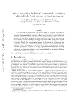 Who is Introducing the Failure? Automatically Attributing Failures of Multi-Agent Systems via Spectrum Analysis