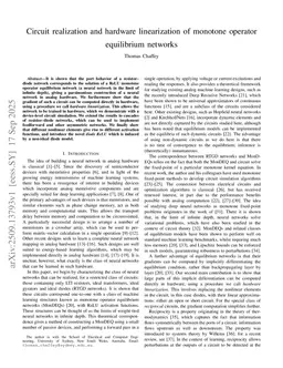Circuit realization and hardware linearization of monotone operator equilibrium networks