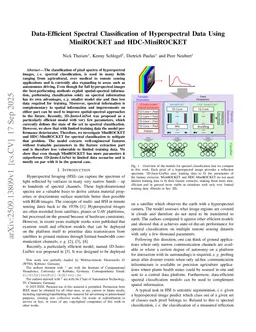 Data-Efficient Spectral Classification of Hyperspectral Data Using MiniROCKET and HDC-MiniROCKET