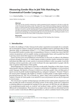 Measuring Gender Bias in Job Title Matching for Grammatical Gender Languages