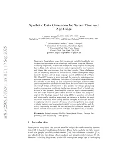 Synthetic Data Generation for Screen Time and App Usage