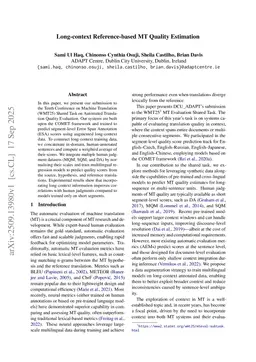 Long-context Reference-based MT Quality Estimation