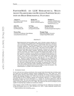 PartnerMAS: An LLM Hierarchical Multi-Agent Framework for Business Partner Selection on High-Dimensional Features