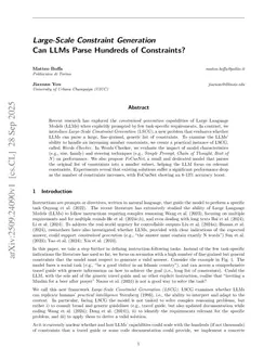 Large-Scale Constraint Generation - Can LLMs Parse Hundreds of Constraints?