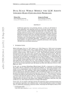 Dual-Scale World Models for LLM Agents Towards Hard-Exploration Problems