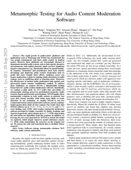 Metamorphic Testing for Audio Content Moderation Software