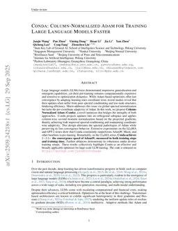 Conda: Column-Normalized Adam for Training Large Language Models Faster