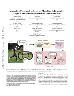 Interactive Program Synthesis for Modeling Collaborative Physical Activities from Narrated Demonstrations