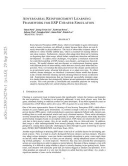 Adversarial Reinforcement Learning Framework for ESP Cheater Simulation